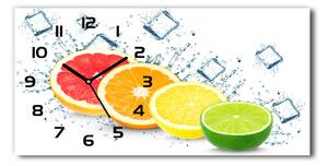 Vodorovné Sklenené hodiny na stenu Citrusové ovocie