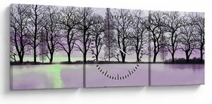 Obraz - Pramice na jazere (s hodinami) (90x30 cm)