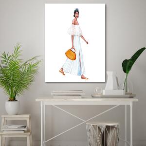 Obraz na plátne Elegantná žena v bielych šatách - Gisele Oliveira Fraga Baretta Rozmery: 40 x 60 cm