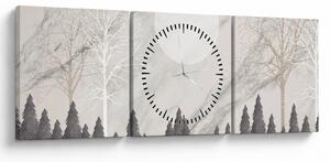 Obraz - Zimná krajina (s hodinami) (90x30 cm)