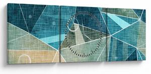 Obraz - Tyrkysová abstrakcia (s hodinami) (90x30 cm)