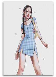 Obraz na plátne Modré kockované šaty - Vivian Lihonde Rozmery: 40 x 60 cm