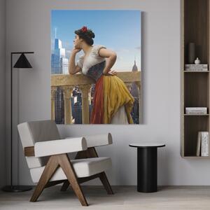 Obraz na plátne Žena balkón výhľad na mesto - Bekir Ceylan Rozmery: 40 x 60 cm