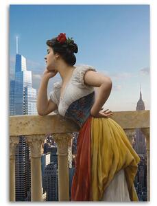 Obraz na plátne Žena balkón výhľad na mesto - Bekir Ceylan Rozmery: 40 x 60 cm