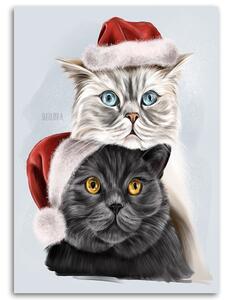 Obraz na plátne Mačky vo vianočných klobúkoch - Svetlana Gracheva Rozmery: 40 x 60 cm
