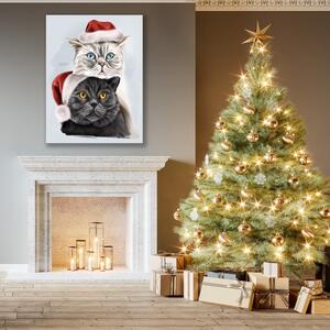 Obraz na plátne Mačky vo vianočných klobúkoch - Svetlana Gracheva Rozmery: 40 x 60 cm
