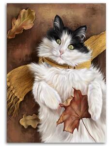 Obraz na plátne Jesenná mačka so šálom - Svetlana Gracheva Rozmery: 40 x 60 cm