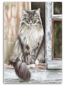 Obraz na plátne Vidiecka mačka na parapete - Svetlana Gracheva Rozmery: 40 x 60 cm