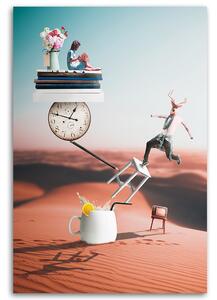 Obraz na plátne Púštne knihy Deer Clock Flowers Abstrakcia - Bryantama Art Rozmery: 40 x 60 cm