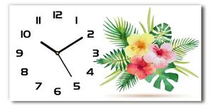 Vodorovné Sklenené hodiny na stenu Havajské kvety
