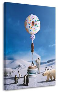 Obraz na plátne Zimné tučniaky Medvede Donut taniere - Bryantama Art Rozmery: 40 x 60 cm