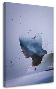 Obraz na plátne Muž Vtáky Obloha Abstrakcia - Bryantama Art Rozmery: 40 x 60 cm