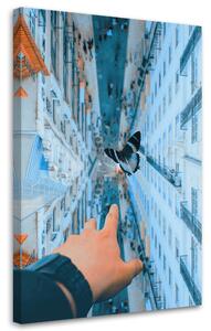 Obraz na plátne Budovy City Hand Butterfly - Bryantama Art Rozmery: 40 x 60 cm