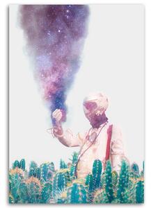 Obraz na plátne Galaxy Astronaut Cacti Abstrakt - Bryantama Art Rozmery: 40 x 60 cm
