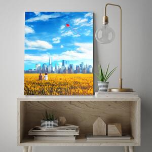 Obraz na plátne Lúka Deti Kite City Sky - Bryantama Art Rozmery: 40 x 60 cm