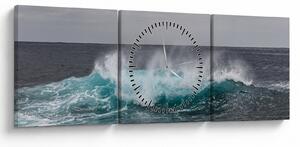 Obraz - Vlny v oceáne (s hodinami) (90x30 cm)