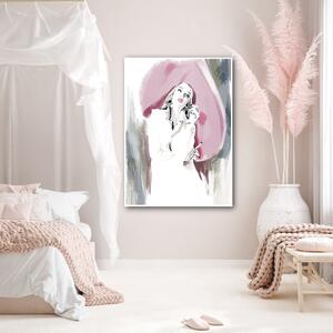 Obraz na plátne Žena v ružovom klobúku - Irina Sadykova Rozmery: 40 x 60 cm