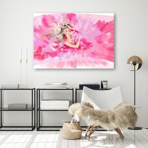 Obraz na plátne Ružové šaty Móda Blondínka Elegancia - Irina Sadykova Rozmery: 60 x 40 cm