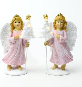 Anjel ružový LED strom v pravej ruke, 9x6x17cm 212351P - Dekorácia