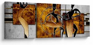 Obraz - Motívy Africkej kultúry (s hodinami) (90x30 cm)