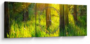 Obraz - Jarné prebúdzanie lesa (s hodinami) (90x30 cm)