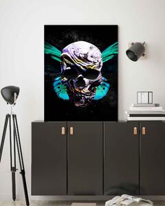 Obraz na plátne Lebka a tyrkysový motýľ - Nikita Abakumov Rozmery: 40 x 60 cm