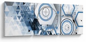 Obraz - Geometrická abstrakcia (s hodinami) (90x30 cm)
