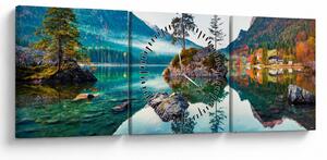 Obraz - Jazero Hintersee, Bavorské Alpy, Rakúsko (s hodinami) (90x30 cm)