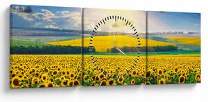 Obraz - Pole slnečníc (s hodinami) (90x30 cm)