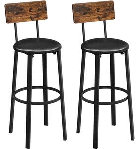 Sada barových stoličiek s podnožkou 39 x 100 x 39 cm, rustikálna hnedá a čierna | VASAGLE
