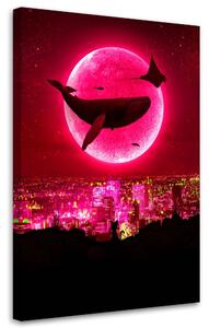 Obraz na plátne Veľryby na ružovej oblohe - Gab Fernando Rozmery: 40 x 60 cm