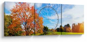 Obraz - Jesenná krajina (s hodinami) (90x30 cm)