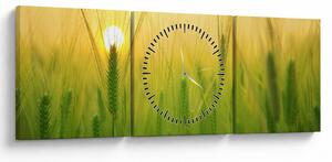 Obraz - Pole s obilím (s hodinami) (90x30 cm)