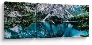 Obraz Jazerá v Alpách (s hodinami) (90x30 cm)