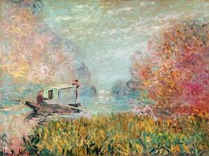 Monet, Claude - Umelecká tlač The Boat Studio on the Seine, 1875, (40 x 30 cm)