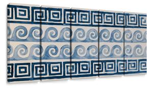 5-dielny obraz modré špirály a ornamenty