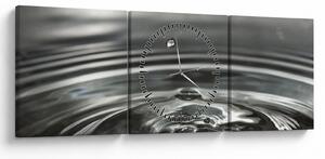 Obraz kvapky vody (s hodinami) (90x30 cm)