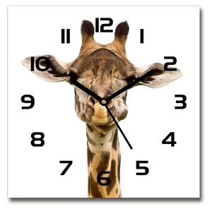 Sklenené nástenné hodiny štvorec Žirafa