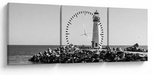 Obraz - Maják na pobreží, Santa Cruz, Kalifornia (s hodinami) (90x30 cm)