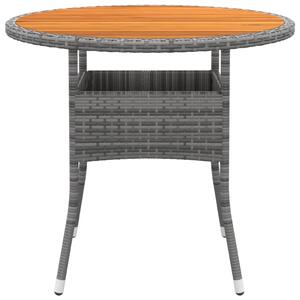 Záhradný stôl Ø80x75 cm akáciové drevo a polyratan sivý