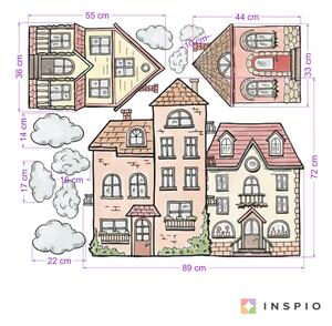 INSPIO-textilná prelepiteľná nálepka - Nálepky na stenu pre deti - Akvarelové domčeky
