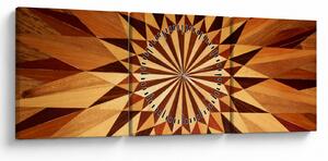 Obraz - Drevená koláž (s hodinami) (90x30 cm)