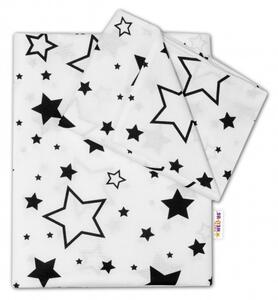 Baby Nellys 2-dielné s obliečkami - Čierne hviezdy a hviezdičky - biely, 135x100 cm