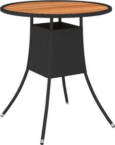 Maison Exclusive – Záhradný jedálenský stôl, čierna farba, priemer 70 cm, vyrobený z polyratanu a masívneho akáciového dreva