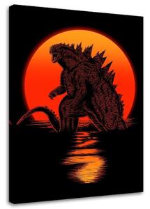 Obraz na plátne Godzilla, netvor a západ slnka - DDJVigo Rozmery: 40 x 60 cm