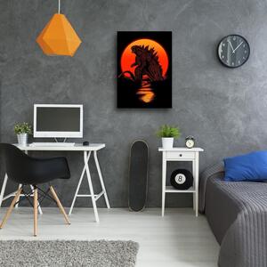 Obraz na plátne Godzilla, netvor a západ slnka - DDJVigo Rozmery: 40 x 60 cm