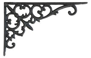 Čierna antik liatinová policová konzola s ornamentmi - 23*3*15 cm - Chic Antique