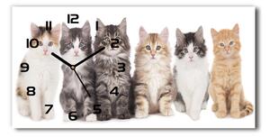 Vodorovné Moderné sklenené hodiny na stenu Šesť mačiek