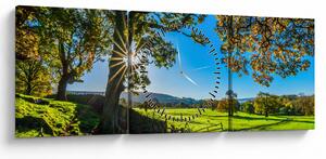 Obraz - Výhľad na pole (s hodinami) (90x30 cm)