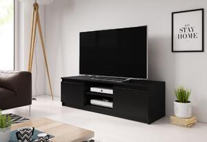 TV stolík BASTE, 120x35,5x38, dub wotan/čierna + LED
